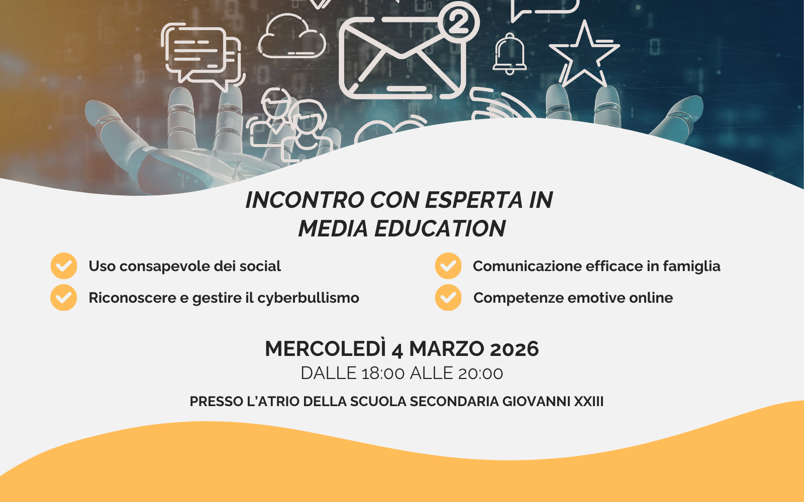 Incontro formativo con Media Educator – “Cyber Safe: connessi ma liberi” Immagine